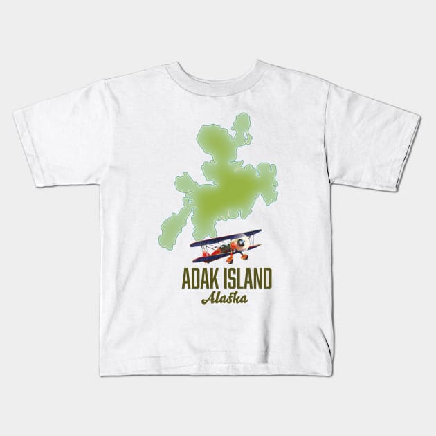Adak Island Alaska map Kids T-Shirt by nickemporium1